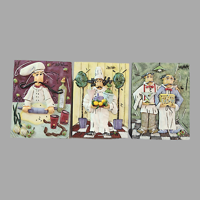 #ad Set of 3 Joanna Italian Gourmet Chef 3D Resin Dining Kitchen Wall Decor Hangings $18.00