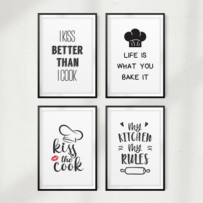 #ad #ad Kitchen Cook Set of 4 8quot; x 10quot; UNFRAMED Print Home Décor Wall Art $16.99