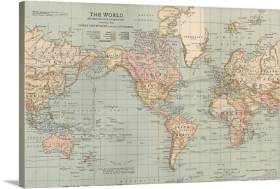 #ad The World Vintage Map Canvas Wall Art Print Map Home Decor $49.99