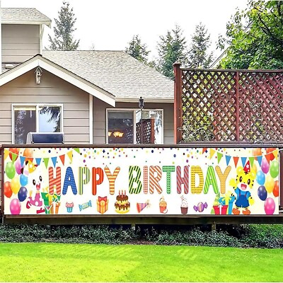 #ad Large Colorful Happy Birthday Yard Banner Sign Birthday Party Outdoor Decoration $10.60