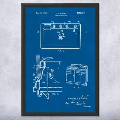 #ad Framed Kitchen Sink Wall Art Print Plumbing Decor Contractor Gifts Plumber Gifts $59.95