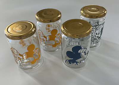 #ad Disney Lidded Jelly Jars by DAISO Mickey Mouse Kitchen Decor Items Set of 4 $29.99