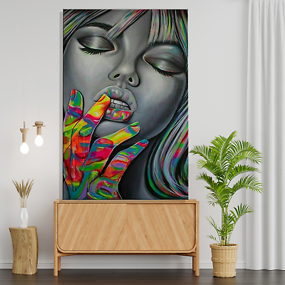 #ad Girl Abstract Canvas Painting Canvas Wall Art Home Decor Posters Prints Pictures $14.81