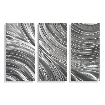 #ad Abstract Metal Wall Art Modern Silver Sculpture Panels Original Design Jon Allen $200.00