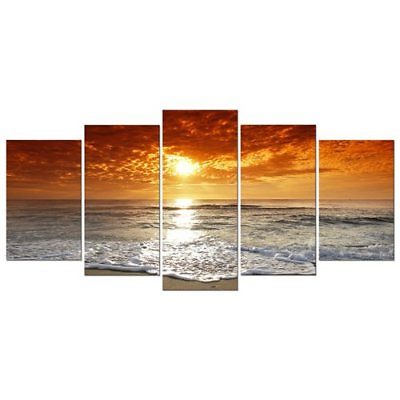 #ad 5 Piece Canvas Painting Modern Art Abstract Wall Framed Sunset Ready to Hang Big $56.48