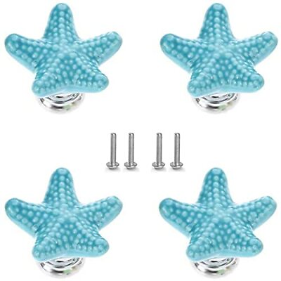 #ad Starfish Drawer Knobs Coastal Kitchen Cabinet Knos Beach Themeb Knob Ceramic ... $18.22