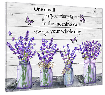 #ad #ad Retro Purple Butterfly Lavender Canvas Wall Art for Bathroom Living Room Bedroom $13.99