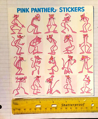 VINTAGE 1983 RARE 1 THE PINK PANTHER X LARGE STICKERS SHEET UAC SIZE 61 2quot; HUMOR $22.00