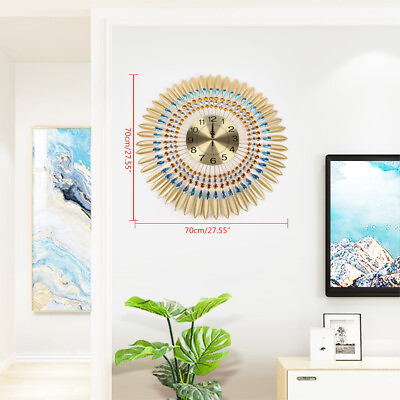 #ad 3D Large Metal Sunburst Wall Clock Luxury Wall Clock Battery Operated Home Decor $38.90
