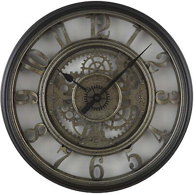 Moving Gear 20quot; Large Wall Clock Industrial Age Styling Modern Rustic Quartz $49.60