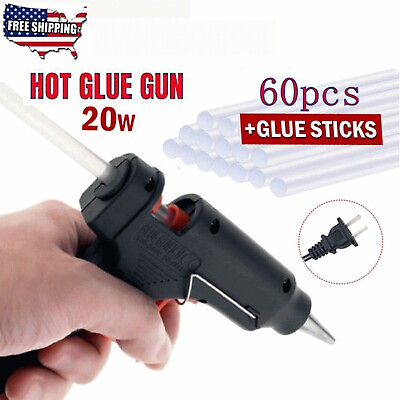 Glue Gun with 60 Mini Clear Glue Sticks Hot Melt 20W for Arts Craft DIY Kit Set $8.99