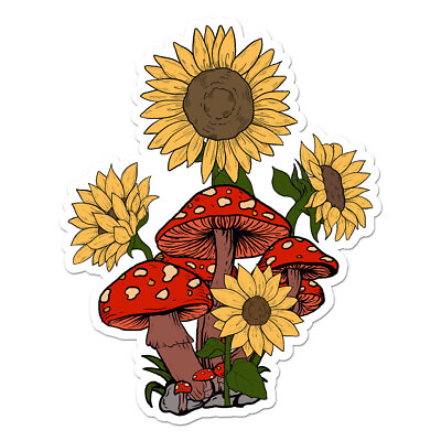 #ad Mushrooms Sunflowers Vinyl Decal Sticker ebn8744 $5.07