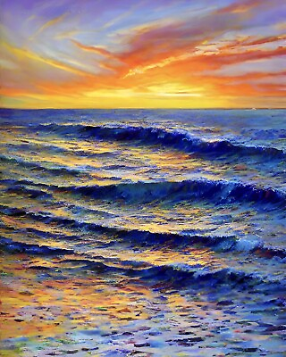 #ad Vibrant Abstract Sunset Art Print Limited Edition Signed Wall Art Decor $19.99