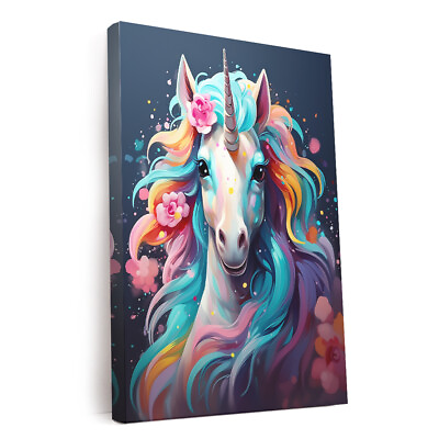 #ad Cute Unicorn Printed Canvas Wall Art Perfect for Home Decor $41.99