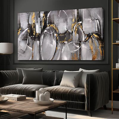 #ad XIANSHOU Black and Grey Wall Decor Abstract Wall Art for Living Room Wall Art... $118.41