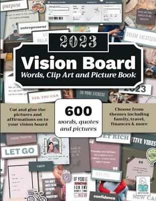 #ad 2023 Vision Board Words Clip Art Pictures and Cutouts: 600 Words Quotes ... $12.80