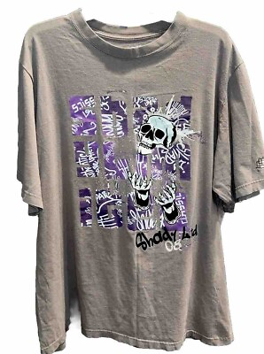 #ad 2XL Shady LTD ‘08 GRAY SKULL T Shirt GRAFFITI Purple White Street Art Ltd Edit. $23.20