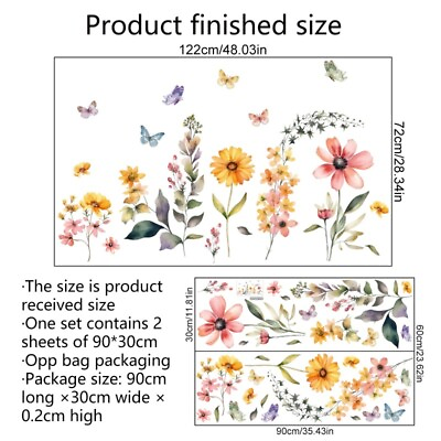 #ad Wall Stickers Decals Clings Home Decor PVC Floral Flower Plants Butterfly $11.48