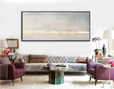 #ad Large Abstract Oil Painting Gray Painting Gold Leaf Wall Art Painting On Canvas $99.00