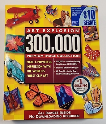 #ad CLIP ART ART EXPLOSION 300000 PREMIUM IMAGE COLLECTION ON 14 CD#x27;S 2004 NEW $19.99