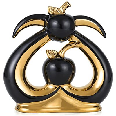 #ad Abstract Art Black Gold Ceramic Statue Sculpture Modern Home Decor Accents T... $42.58