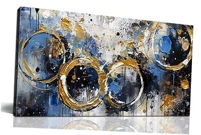 #ad Large Canvas Wall Art for Living Room Bedroom Abstract 24x48 circle abstract $100.78