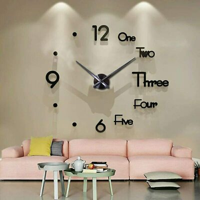 New 2021 3D DIY Large Wall Clock Modern Design Wall Sticker Clock Silent $19.99