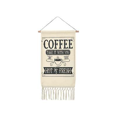 #ad Coffee Hot amp; Fresh Kitchen Sign Linen Hanging Poster $19.99