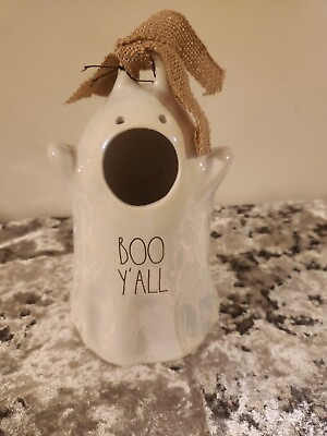 #ad New Rae Dunn by Magenta BOO Y#x27;ALL luster ghost Halloween Birdhouse DECOR FALL $17.87