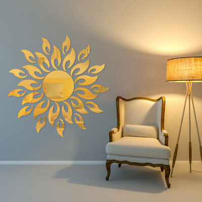 #ad 3D Mirror Sun Wall Sticker Art Removable Acrylic Mural Decal Home Room DIY Decor $6.99
