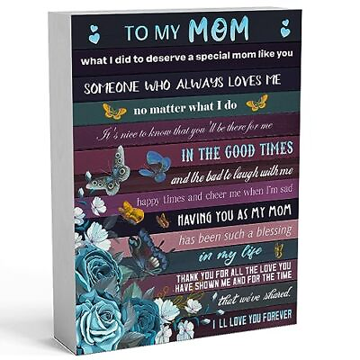 #ad #ad Mom Gifts Wood Box Sign Decor for Home Rustic Art Shelf Desk Decor Gifts for ... $15.94
