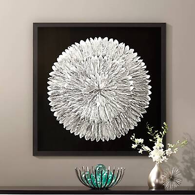 #ad Silver Feathers 31 1 2quot; Square Modern Wall Art $329.99