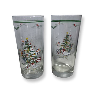 International Country Kitchen Christmas Set of 2 15oz Cooler Glasses Animals $13.41