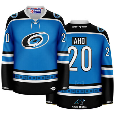 #ad Carolina Hurricanes x Panthers Blue Sebastian Aho Mashup Hockey Jersey $134.95