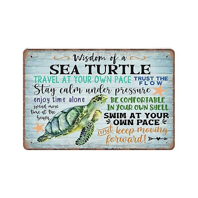 #ad Sea Turtle Tin Signs Coastal Decor Inspirational Beach Decor Funny Vintag... $20.76
