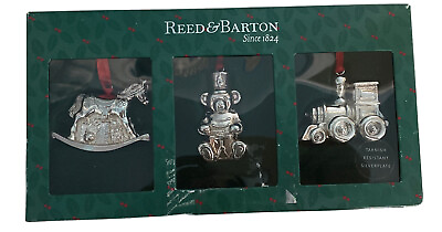 #ad VNTG Reed amp; Barton 3 Ornament Set Silverplate Retro Toys $29.80