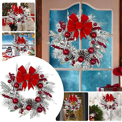 #ad Rustic Christmas Home Decor Red And White Component With Double Pinecone $38.80