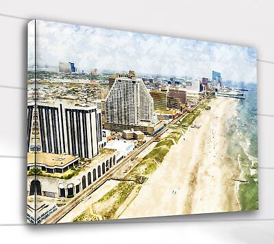 #ad Atlantic City New Jersey watercolor Atlantic City Jersey wall art Atlantic Ci $139.00