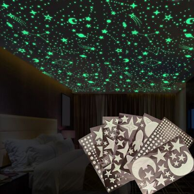#ad Luminous Star Moon Planets Sticker Glowing Wall Stickers Kids Bedroom Decoration $13.60