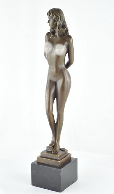 #ad Art Deco Style Statue Sculpture Dancer Sexy Art Nouveau Style Bronze Signed $223.99