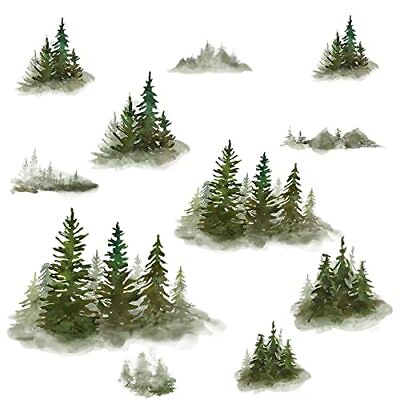 #ad #ad Watercolor Wall Decals Peel and Stick Large Tree Wall Sticker Pine Tree $18.68
