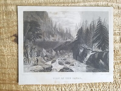 VIEW OF CANAL BY W G WALL.AT LITTLE FALLSNY MOHAWK RIVER.VTG 8quot; x 6.5quot; LITHO*JL $32.39