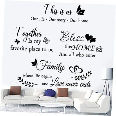 #ad 4 Pieces Home Wall Decor Signs THIS IS US TOGETHER BLESS THIS HOME AMILY Wall $19.70