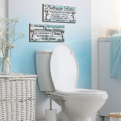 #ad #ad 2 Pieces Wall Decor Bathroom Rules Flower Wall Art Funny Ocean Beach Farmhouse T $25.05