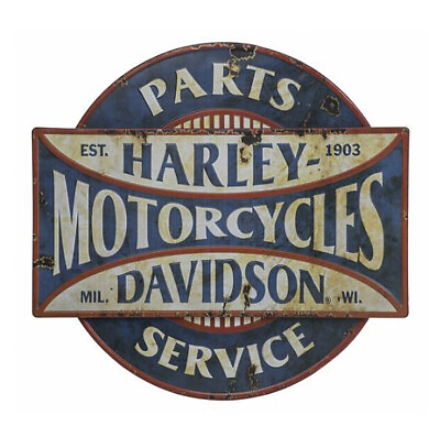#ad Harley Davidson Parts amp; Service Distressed 20x18 Tiered Metal Wall Art HDL 15523 $80.99