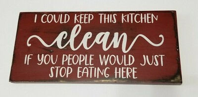 #ad Distressed Country Farmhouse Rustic Keep Kitchen Clean Handmade shabby finish $8.46
