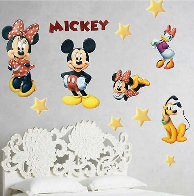 #ad 34Piece Mickey Minnie Mouse Removable Sticker Wall Decals for Boys amp; Girls Room $14.69