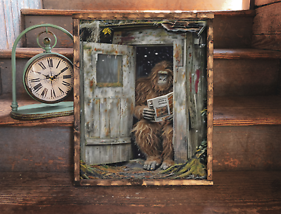 #ad #ad Vintage Sasquatch Bigfoot Art Print Outhouse Artwork Bathroom Wall Decor Gift b $5.00
