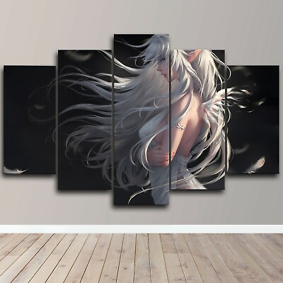 #ad Anime Angel White Girl 5 Piece Canvas Wall Art Abstract Print Home Decor $184.99