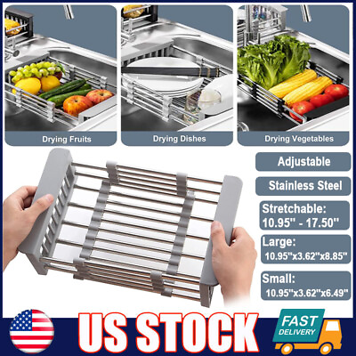 #ad #ad Adjustable Stainless Steel Kitchen Dish Drying Sink Rack Drain Strainer Basket A $26.99